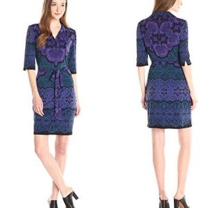 Laundry by Shelli Segal jersey purple dahlia popover shirt dress size small